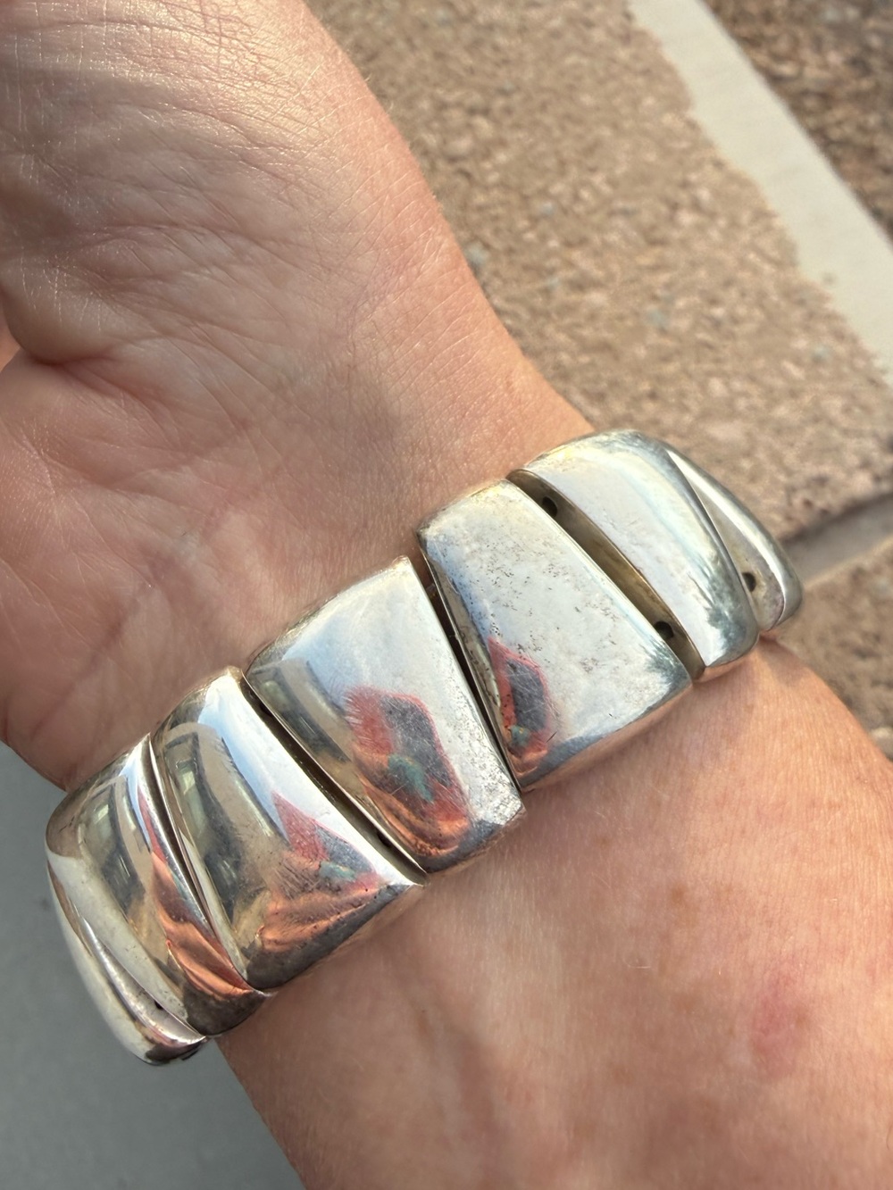 Vintage 925 Sterling Silver
Tapered Panel Stretch Bracelet - Thailand 40g - Picture 2 of 4